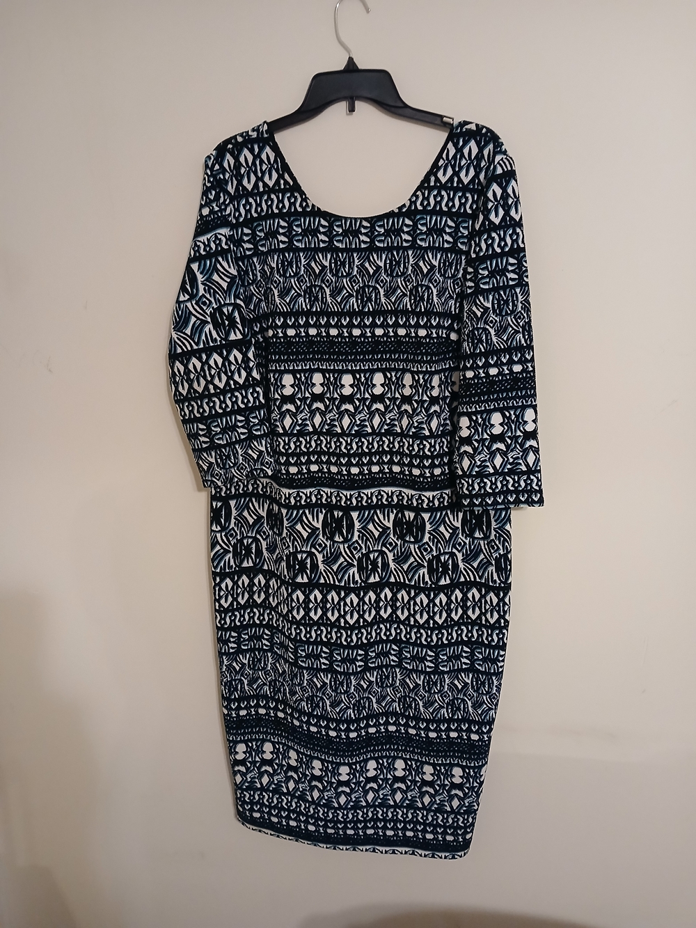 Cato Green , Black and White Geometric Dress